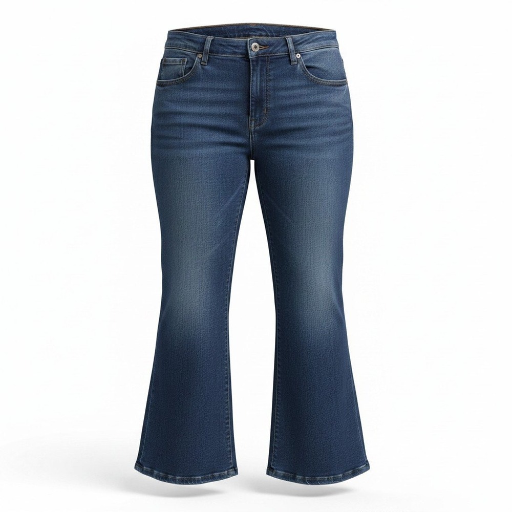 Wrangler Flare Jeans Women 17x32 Blue Mid Rise Stretch Denim Bohemian Retro